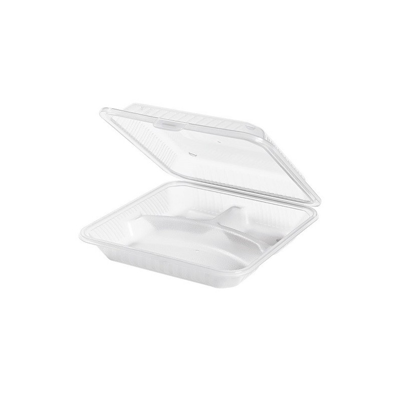 PP 3-compartment dish flat lid white (12 st)