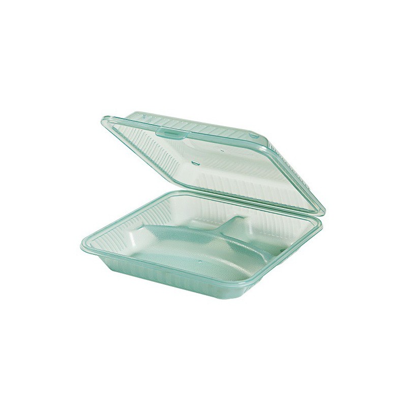 PP 3-compartment dish flat lid green (12 st)
